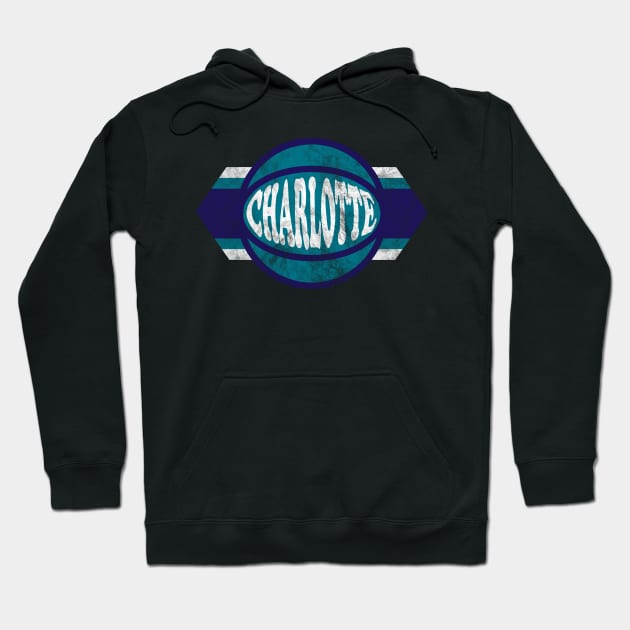 Charlotte Basketball retro and distressed ball and stripe Hoodie by MulletHappens